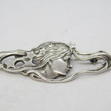 Art Nouveau Style Sterling Silver Fairy Brooch Pin Vintage c1970