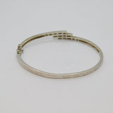 Sterling Silver Three Tier CZ Art Deco Style Hinged Cuff Bangle Modern c1990s