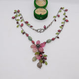 Sterling Silver Quartz & Simulated Pearl Dress Necklace Vintage c1990 44cm