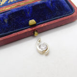 Sterling Silver Diamond Paste Swirl Drop Charm Pendant Vintage c1970