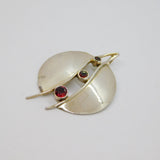 Sterling Silver Triple Graduating Garnet Modernist Studio Pendant Vintage c1970s