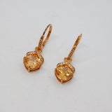 Pair of Sterling Silver Rose-Gold Gilt Crystal Leverback Earrings Modern c2010