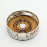 Sterling Silver Turned Wooden Wine Bottle Coaster Vintage 1991 London