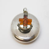 Victorian Sterling Silver Banded Agate Anchor Sweetheart Locket Antique c1880