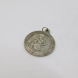Sterling Silver Round St Christopher Travel Charm Pendant Vintage c1970