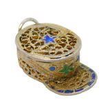 Sterling Silver Gilt Enamel Cap Charm Pendant Vintage c1970s