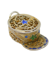 Sterling Silver Gilt Enamel Cap Charm Pendant Vintage c1970s