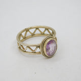 Sterling Silver Faceted Amethyst Zigzag Pattern Studio Ring Vintage c1970 Size P