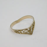 Sterling Silver Filigree Wishbone Dress Ring Vintage c1970 Size S