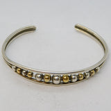 Karen Faulkner-Dunkley Sterling Silver & Gold Beaded Bangle Vintage London