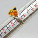Sterling Silver Multi Baltic Amber Graduating Band Ring Vintage c1970 Size S 1/2