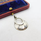 Sterling Silver Planished Drop Charm Pendant Vintage c1970
