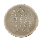 King George III Silver Irish Ten Pence Bank Token Coin Antique 1805 Fair