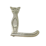 Sterling Silver Modernist Cat Design Initial L Brooch Vintage c1970