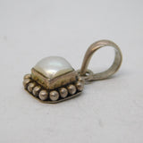 Sterling Silver & Pearl Set Drop Pendant Vintage c1970