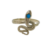 Sterling Silver Textured Snake With Turquoise Dress Ring Vintage c1970 Size N