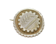 Sterling Silver Art Deco Fern Pattern Round Sweetheart Brooch Antique c1920