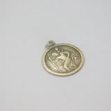 Sterling Silver Patterned St Christopher Travel Charm Pendant Vintage c1970s