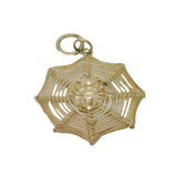 Sterling Silver Spider In Web Pendant Vintage c1970