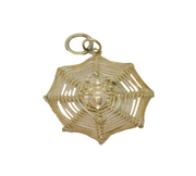 Sterling Silver Spider In Web Pendant Vintage c1970