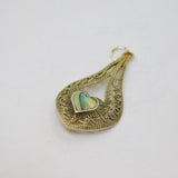 Sterling Silver Eastern Style Shell Heart Peardrop Charm Pendant Vintage c1970s