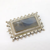 Victorian Sterling Silver & Agate Set Dress Brooch Pin Antique c1860