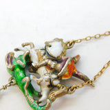 19th Century Austro-Hungarian Gold & Silver George Slaying the Dragon Pendant