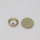Sterling Silver Blue Topaz Open Circle Charm Pendant Vintage c1970