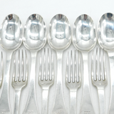 Pierre Harache William III Sterling Silver Set of Dog Nose Spoons & Forks 1694
