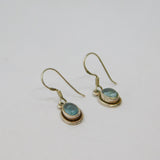 Pair of Sterling Silver Cabochon Moonstone Hook Drop Earrings Modern c1990