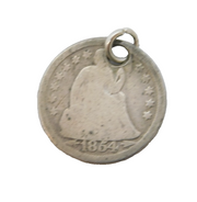 Sterling Silver USA 1854 Dime Coin Charm Pendant Antique