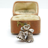 Sterling Silver Twin Wedding Bells Charm Pendant Vintage c1970