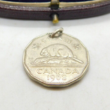 Sterling Silver 1962 Canadian 5 Cent Coin Charm Pendant Vintage c1970
