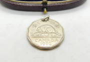 Sterling Silver 1962 Canadian 5 Cent Coin Charm Pendant Vintage c1970