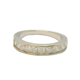 Sterling Silver 9 CZ Square Set Half Eternity Band Ring Modern c2000 Size O 1/2