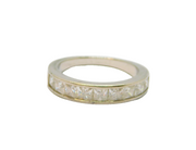 Sterling Silver 9 CZ Square Set Half Eternity Band Ring Modern c2000 Size O 1/2