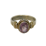 Sterling Silver Facted Amethyst Four Strand Dress Ring Vintage c1970 Size N 1/2