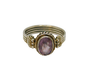Sterling Silver Facted Amethyst Four Strand Dress Ring Vintage c1970 Size N 1/2