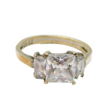 Sterling Silver Sparkling 3 CZ Dress Band Ring Vintage c1990 Size M