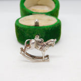 Sterling Silver Rocking Horse Charm Pendant Vintage c1970