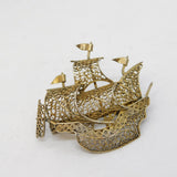 Maltese .900 Silver Gilt Filigree Sailing Ship Brooch Pin Vintage c1970