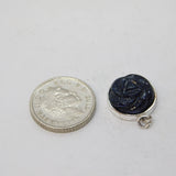 Sterling Silver Blue Hardstone Flower Charm Pendant Vintage c1970s