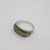 Sterling Silver Three Tier Marcasite Art Deco Dress Ring Antique c1930 Size L