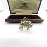 Sterling Silver Little Farmyard Oxen Charm Pendant Vintage c1970