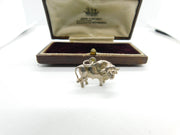 Sterling Silver Little Farmyard Oxen Charm Pendant Vintage c1970