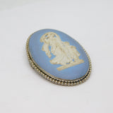 Sterling Silver Blue & White Wedgwood Woman With Child Cameo Brooch Vintage 1954