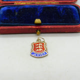 Sterling Silver and Coloured Enamel Travel Shield 'Jersey' Charm Vintage c1970