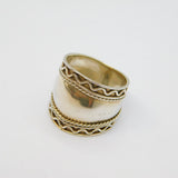 Sterling Silver Graduating Patterned Wide Band Dress Ring Vintage c1970 Size Q