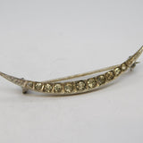 Sterling Silver Graduating Paste Set Crescent Moon Brooch Antique c1920 Deco