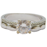 Sterling Silver Paste Set Double Band Effect Ring Vintage c1970 Size N 1/2